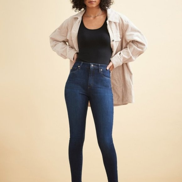 Skinny 9 in High Waist Jeans - 24-25 Dark wash Raw hem - Picture 3 of 5